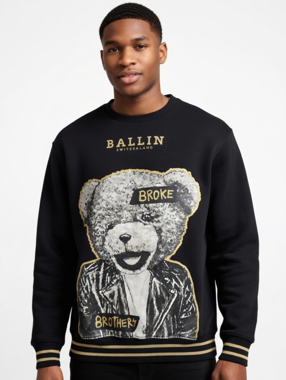 Large Ballin Switzerland "Broke Brothers" Graphic Crewneck Sweatshirt